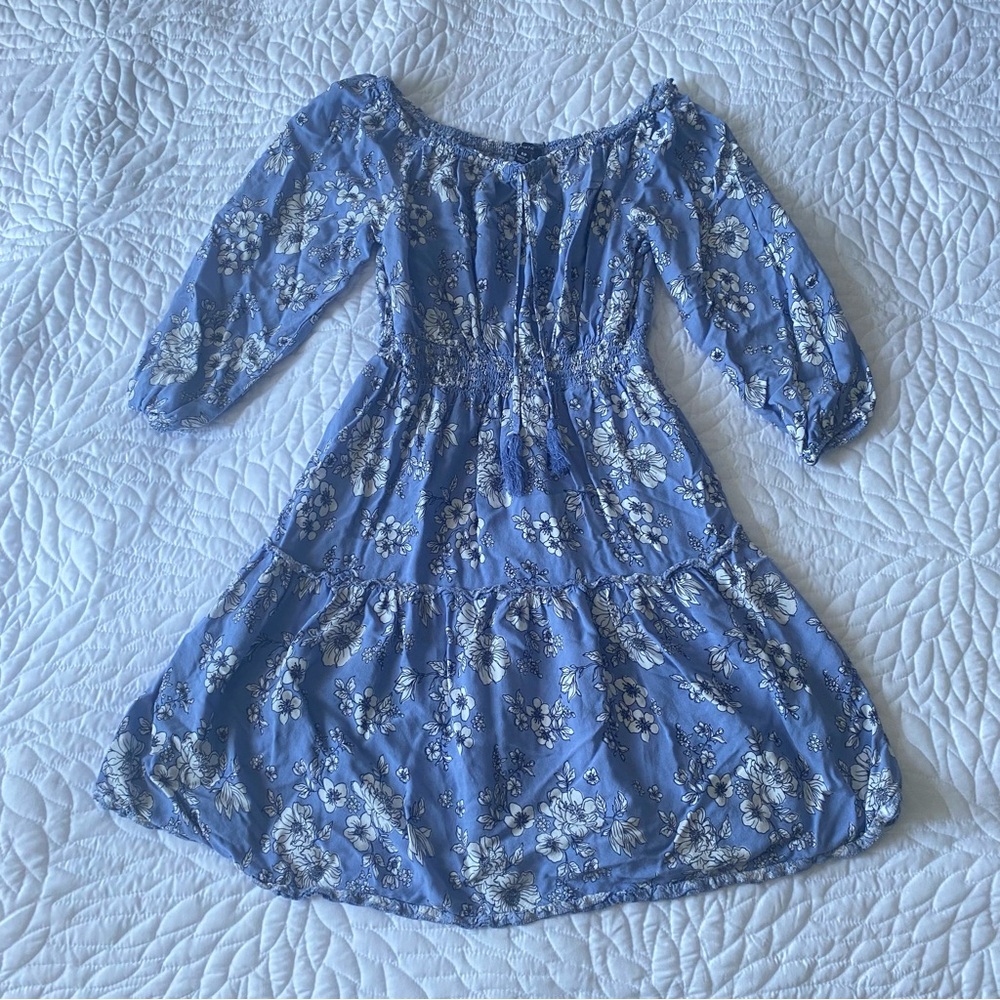 Justify Blue and White Off the Shoulder Sundress